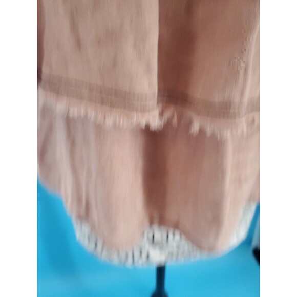 Zara Linen Top Medium Off Shoulder Distressed Boho Grundge Crop Flowy Rose - Picture 10 of 12